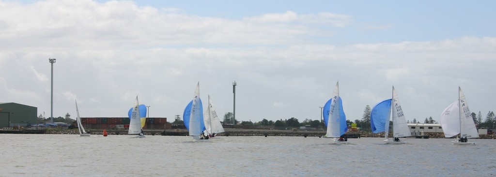 Downwind to the finish in Newcastle Harbour’s basin area - Newcastle Cruising Yacht Club’s (NCYC) Forgacs Etchells Offshore Regatta. © Paul Gleeson